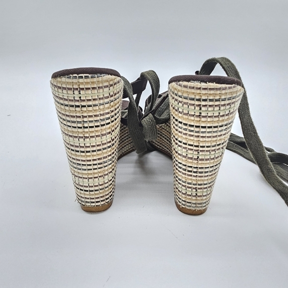 Colin Stewart Brown Tie Up Espadrilles Wedge Sandals, Size 6 - Picture 5 of 8